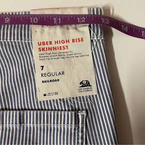 PacSun BullHead Uber High Rise Skinniest Blue & Cream Striped Jeans Sz 7 EUC - Picture 6 of 15